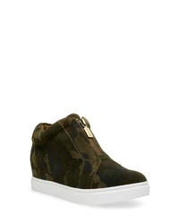 Olive Camouflage Suede Wedge Sneakers