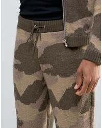 Asos Knitted Camo Joggers In Fluffy Yarn