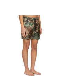 Moncler Green And Brown Camo Swim Shorts