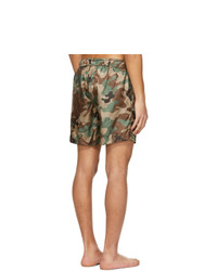 Moncler Green And Brown Camo Swim Shorts