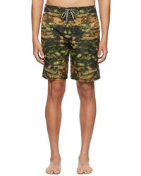 Burberry Green Camouflage Print Swim Shorts