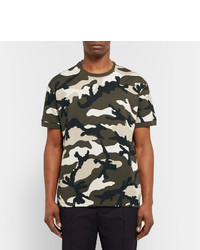 Valentino Slim Fit Camouflage Print Cotton Jersey T Shirt