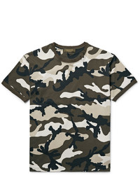 Valentino Slim Fit Camouflage Print Cotton Jersey T Shirt