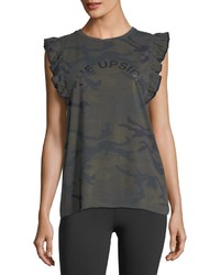 The Upside Camo Frill Cotton Muscle Tank Top
