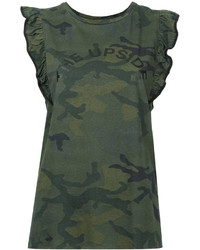 The Upside Camouflage Frill Trim Muscle Tank Top