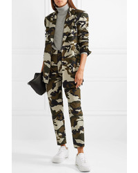 House of Holland Camouflage Print Cotton Canvas Straight Leg Pants