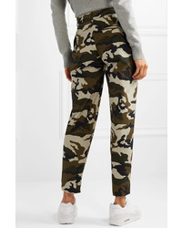 House of Holland Camouflage Print Cotton Canvas Straight Leg Pants