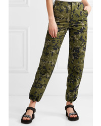 We11done Camouflage Print Cotton Twill Tapered Pants