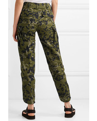 We11done Camouflage Print Cotton Twill Tapered Pants