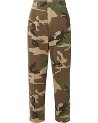 R13 Camouflage Print Cotton Twill Wide Leg Pants
