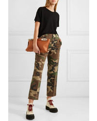 R13 Slouch Cropped Camouflage Print Cotton Twill Wide Leg Pants