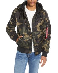 Alpha Industries Ma 1 Hooded Water Resistant Bomber Jacket