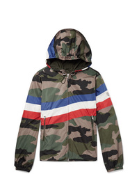 Moncler Striped Camouflage Print Shell Hooded Jacket