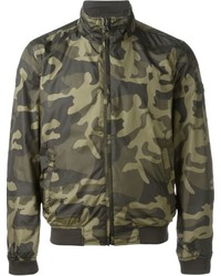 Olive Camouflage Wool Bomber Jacket