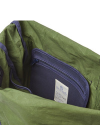 Bleu de Chauffe Basile Bancha Leather Trimmed Waxed Cotton Ripstop Backpack