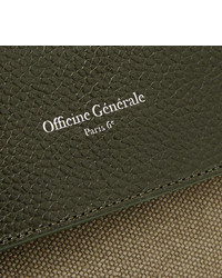 Officine Generale Full Grain Leather And Canvas Backpack