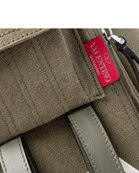 Valentino Garavani Vltn Leather Trimmed Canvas Backpack