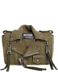 Moschino Biker Cotton Canvas Shoulder Bag