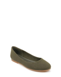 Olive Canvas Ballerina Shoes