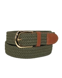 CTM Fabric Elastic Stretch Belt With Gold Buckle Olive 34 36