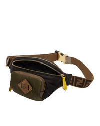 Fendi Khaki And Black Nylon Forever Belt Bag