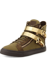 Olive Canvas High Top Sneakers