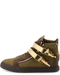 Giuseppe Zanotti Military Canvas High Top Sneaker Olive