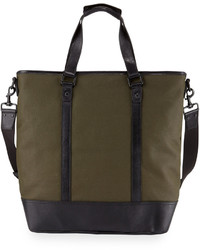 Cole Haan Leather Trim Canvas Tote Bag Olive