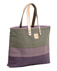 Will Leather Goods Weavers House Reversible Canvas Tote Olivemulti