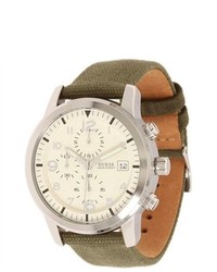 GUESS Chronograph Olive Green Canvas Watch U11650g2