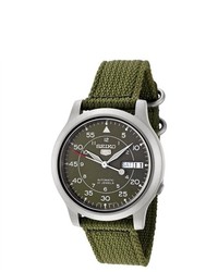 Seiko 5 Automatic Military Green Canvas Watch Snk805k2