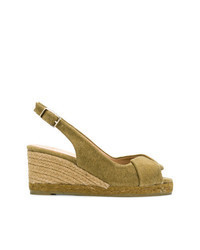 Olive Canvas Wedge Sandals