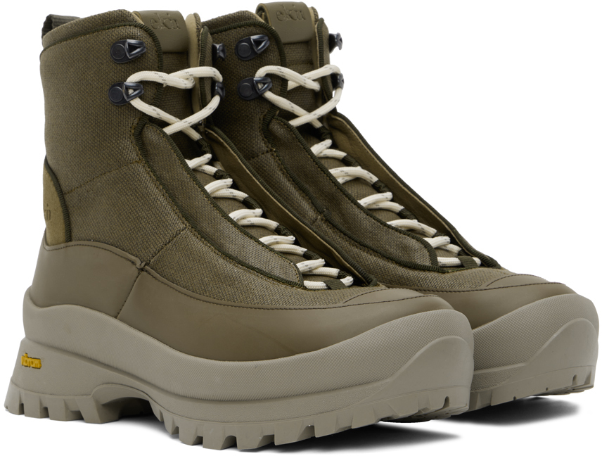 ekn Khaki Thuja Lace Up Boots, $380 | SSENSE | Lookastic