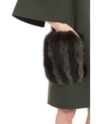 Fendi Wool Cape Coat With Genuine Fox Fur Pockets