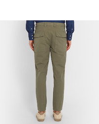 Brunello Cucinelli Tapered Washed Cotton Twill Cargo Trousers