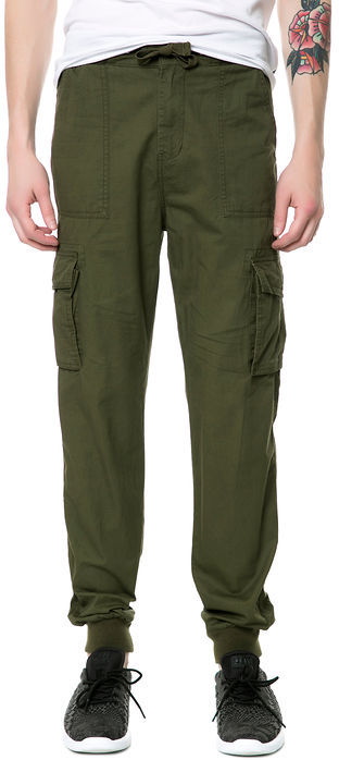 olive cargo joggers