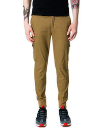The New Standard Edition The Saul Slim Stretch Twill Cargo Jogger Pants In Heather Khaki