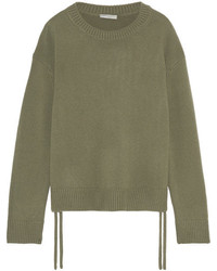 Vince Lace Up Cashmere Sweater Army Green