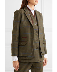 James Purdey & Sons Alcantara Trimmed Checked Wool Tweed Blazer