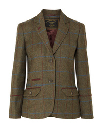 James Purdey & Sons Alcantara Trimmed Checked Wool Tweed Blazer