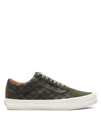 Olive Check Canvas Low Top Sneakers