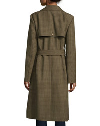 Michael Kors Michl Kors Collection Double Breasted Mini Check Trench Coat Barleyolive
