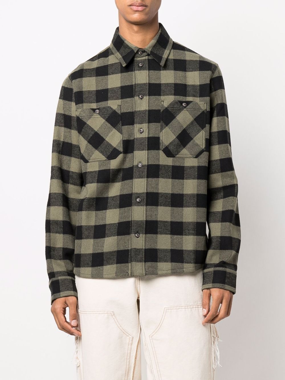 Off-White Arrow Flannel Shirt Black Green, $604 | farfetch.com | Lookastic