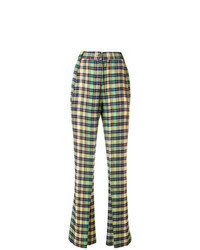 Olive Check Flare Pants