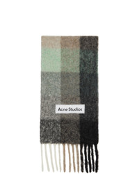 Acne Studios Green And Grey Alpaca And Mohair Large Check Scarf