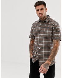 ASOS DESIGN Slim Fit Grid Check Shirt In Khaki