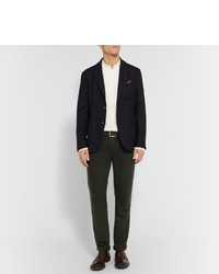 Massimo Alba Slim Fit Pleated Checked Wool Trousers