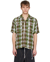 Olive Check Wool Long Sleeve Shirt