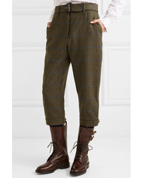 James Purdey & Sons Cropped Checked Wool Tweed Tapered Pants