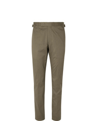 Richard James Army Green Stretch Cotton Twill Suit Trousers
